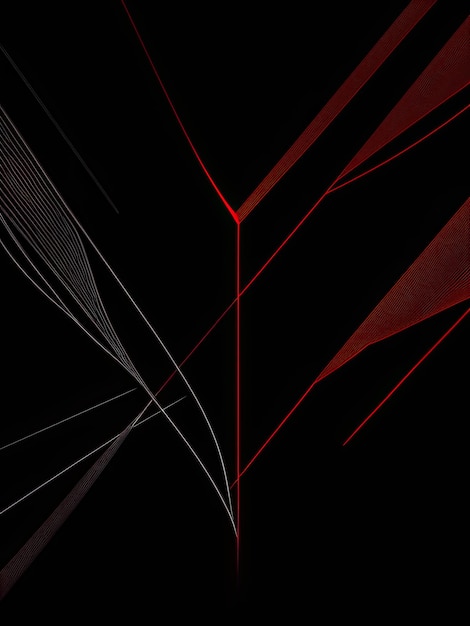 Een zwarte achtergrond met rode lijnen en witte lijnen