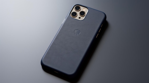 Een zwarte apple iphone met de achterkant aan de achterkant.