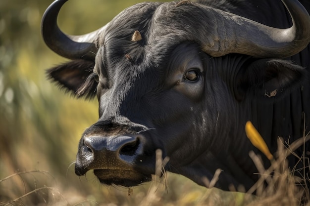 Een zwarte buffel eten