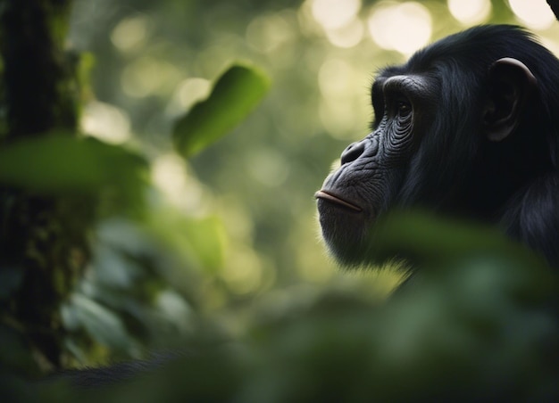 Foto een zwarte chimpansee.