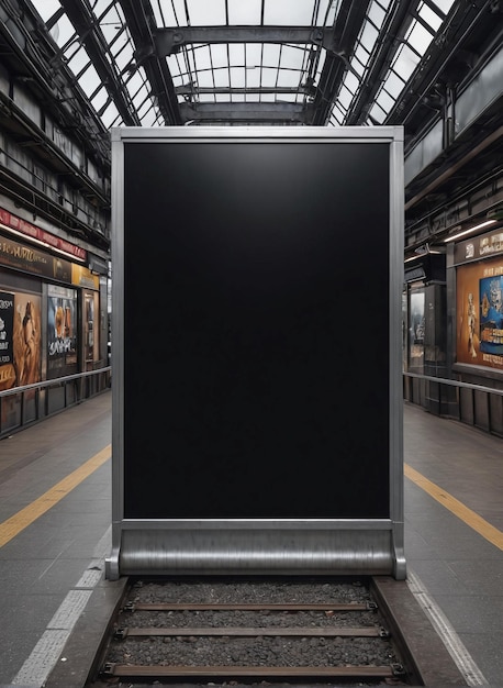 een zwarte doos zit op het platform op een treinstation