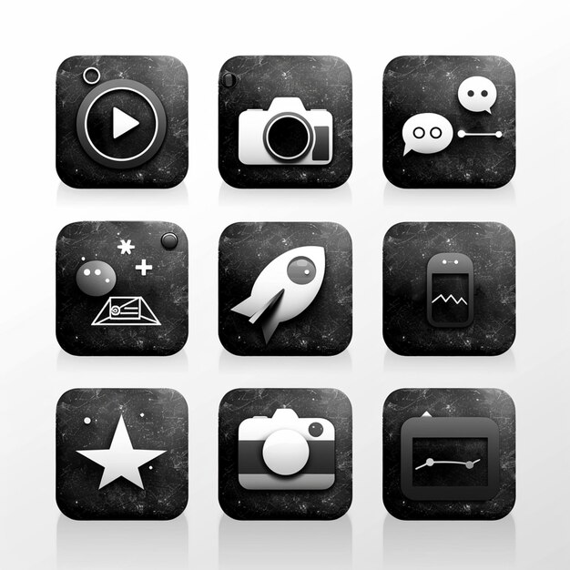 een zwarte en witte scherm met een zwart-wit icoon erop