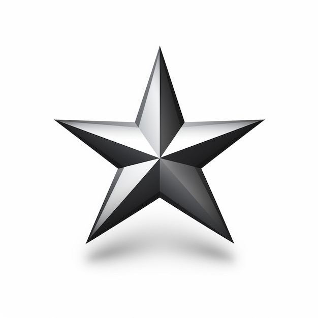 een zwarte en zilveren ster op een witte achtergrond