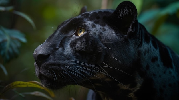 Foto een zwarte jaguar in de jungle