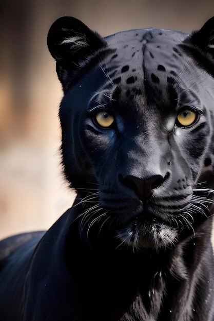 Een zwarte jaguar met een zwarte vlek op zijn gezicht