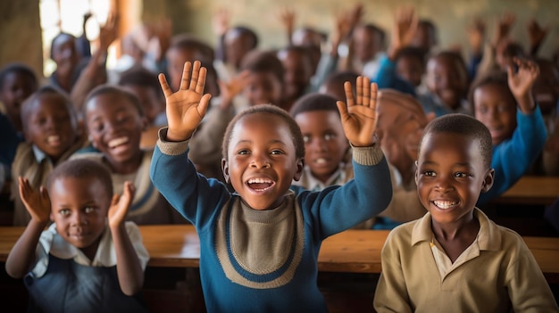 een zwarte kinderen die de hand op school raspen