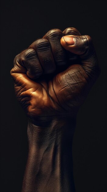 Foto een zwarte man stak zijn handen in de lucht om het gerechtigheidsprotestconcept in black history te demonstreren