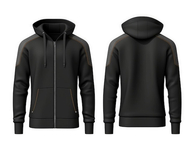 Een zwarte mannelijke hoodie voor ontwerpmodellen op een witte achtergrond Illustratie Generatieve AI