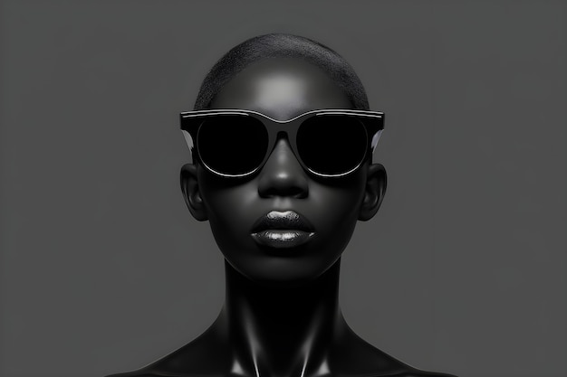 Een zwarte mannequin met zonnebril