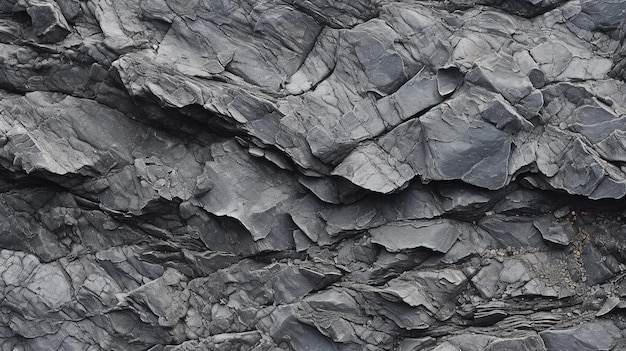 Een zwarte rotswand met een ruwe textuur
