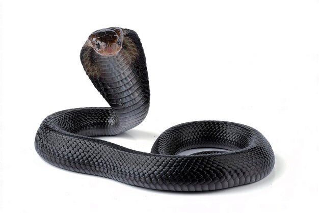 Een zwarte slang met een witte achtergrond