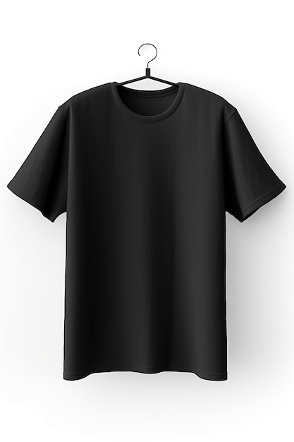 Een zwarte t-shirt hangend aan een hanger generatief ai afbeelding t-shirt mockup