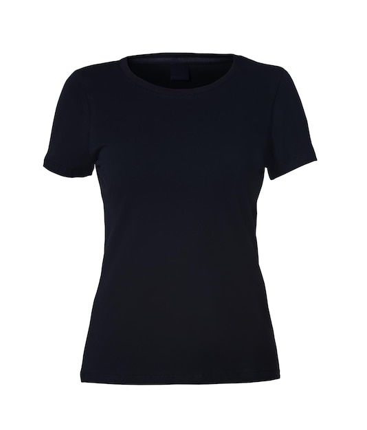 Een zwarte vrouwelijke T-shirt geïsoleerd op wit