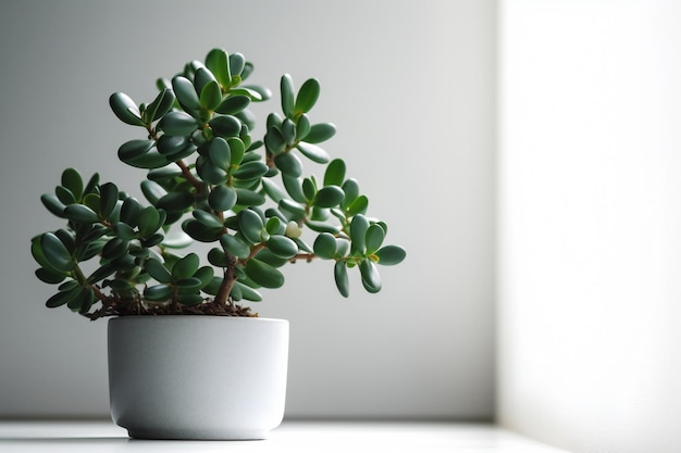 Eenvoud in tinten groen Een prachtige minimalistische foto van een jadeplant