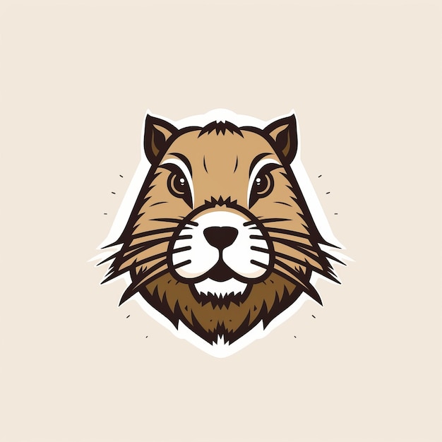 Eenvoudig Beaver Head Logo-ontwerp in vlakke stijl