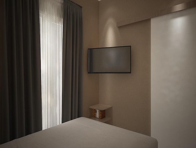 Foto eenvoudig en modern slaapkamerinterieurontwerp
