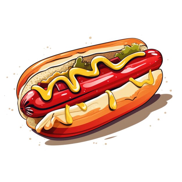 Foto eenvoudig grafisch logo van een gekleurde hotdog op witte achtergrond