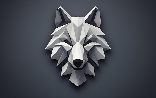 Eenvoudig grijze wolf-symbool in 3D-stijl