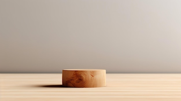 Eenvoudig minimalistisch houten platform voor product warme kleurtoon brede kopieerruimte generatieve ai
