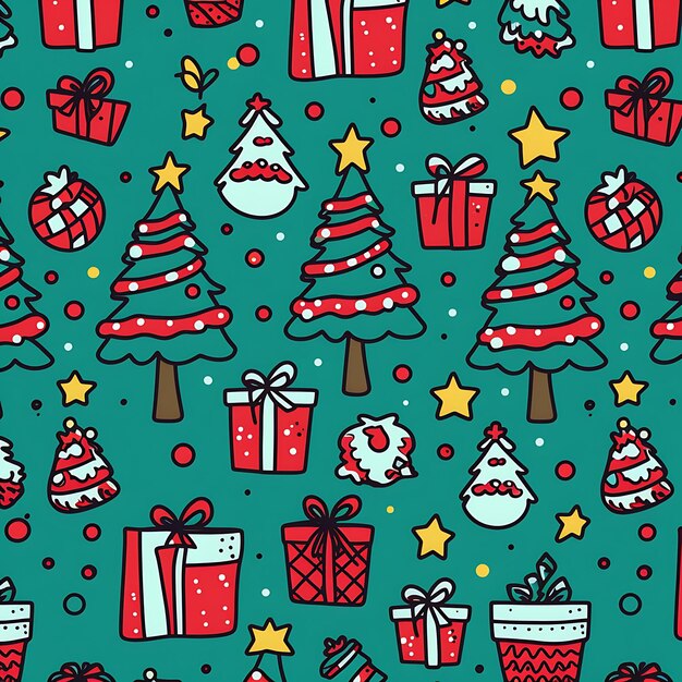 Foto eenvoudig naadloos doodle kerstthema-patroon