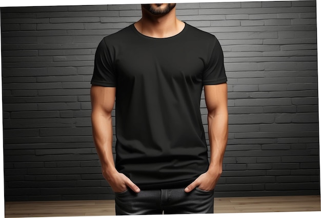 Eenvoudig zwart heren t-shirt mockup