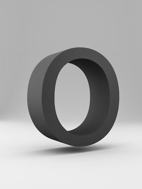Eenvoudige 3D-brief. stoutmoedig. Zwart op grijze achtergrond.