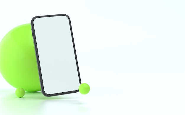 Eenvoudige 3D-illustratie van mobiele telefoon met helder scherm en heldere kleuren
