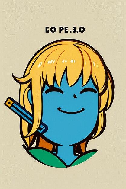 Foto eenvoudige achtergrond cartoon anime stijl meisje avatar karaktertekening