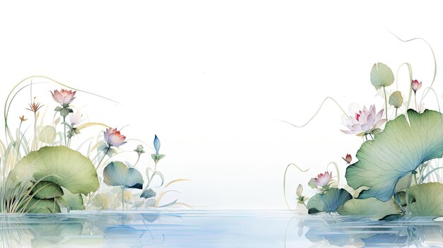 Eenvoudige Chinese stijl aquarel lotus illustratie