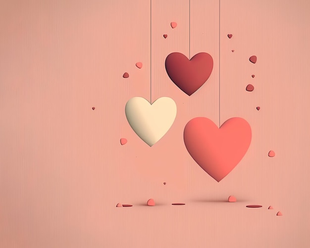 Eenvoudige en minimalistische Valentijnsdagachtergrond met schattige harten en liefdessymbolen