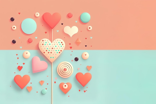 Eenvoudige en minimalistische Valentijnsdagachtergrond met schattige harten en liefdessymbolen