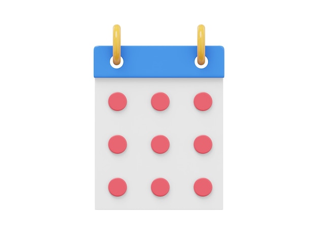 Eenvoudige flip kalender 3d-rendering pictogram op witte achtergrond