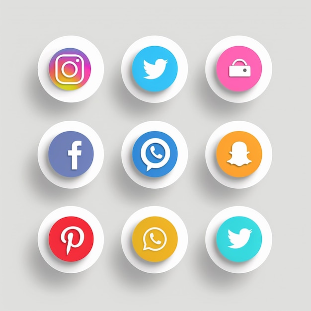 Eenvoudige gekleurde icoontjes van sociale media