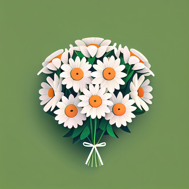 Eenvoudige iconen van lentebloemen Boeket van witte madeliefjes voor Valentijnsdag geïsoleerde achtergrond