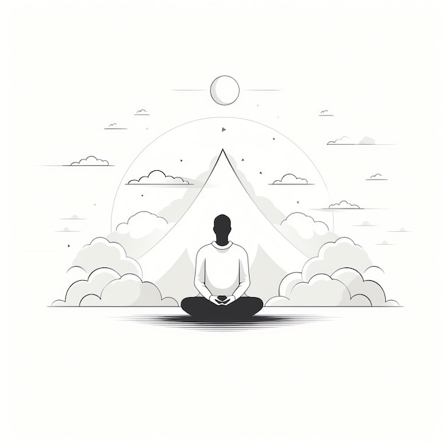 eenvoudige illustraties van meditatie met witte achtergrond