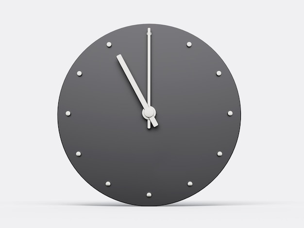 Eenvoudige klok grijs Elf 11 uur Modern Minimal Clock 3D illustratie