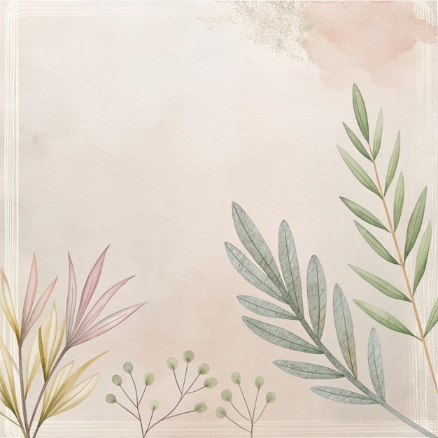 Eenvoudige rand met gedempte pastel geneeskrachtige planten op licht gestructureerd doek