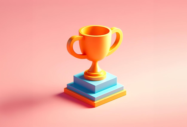 Foto eenvoudige trofee prijs 3d icoon met speelse kleur