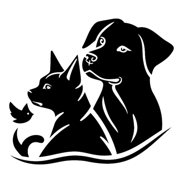 Foto eenvoudige vectorillustratie van het logo van een kat en een hond.