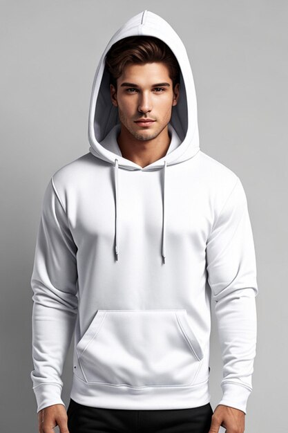 Eenvoudige witte hoodie mockup psd comfortabel sportieve mannenkleding