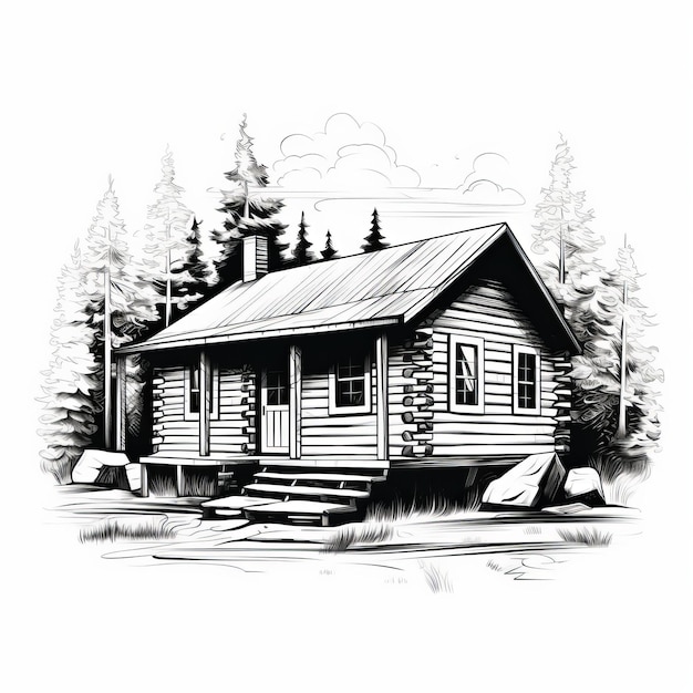 Eenvoudige zwart-witte hut John Park Graphic