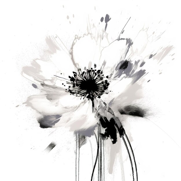 Eenvoudige zwarte inkt met bloemenpatroon