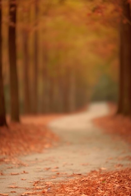 Eenzaam pad in het bos met afgebroken bokeh voor achtergrondfotografie