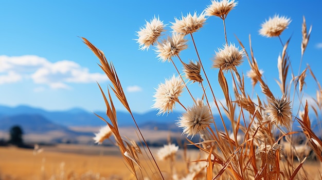 Eenzaam riet in een zee van wilde bloemen