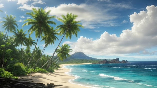Eenzaamheid in het paradijs Een tropisch zwart strandpanorama
