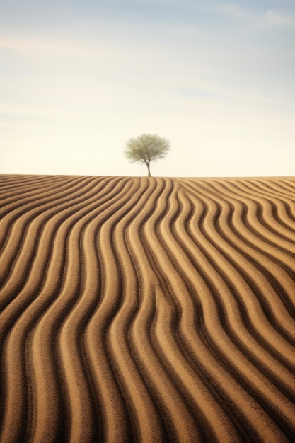 Eenzame boom in de woestijn met zandduin textuur