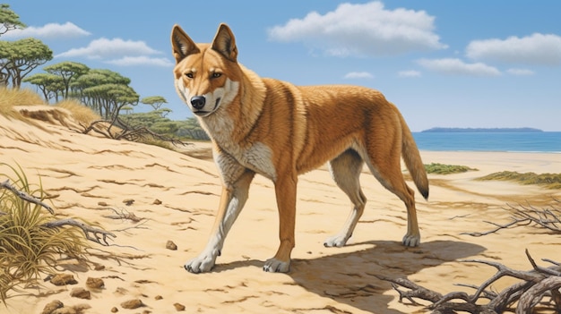 Eenzame dingo op Fraser Island