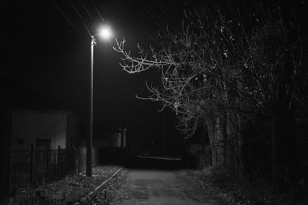 Eenzame lantaarn 's nachts