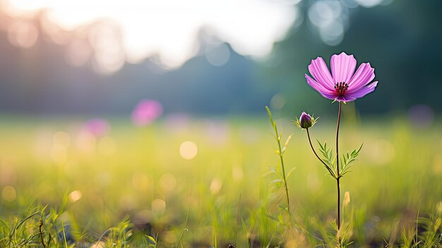 Eenzame paarse roze bloem