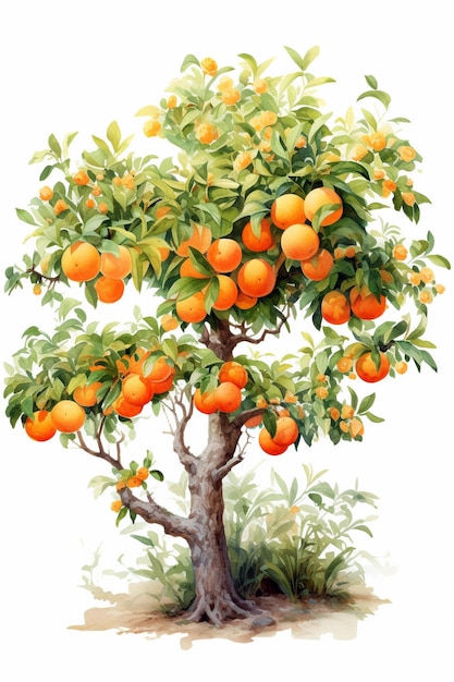 Eenzame sinaasappelboom gegenereerd door AI